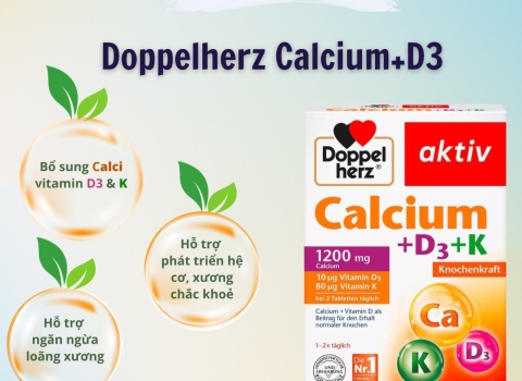 Viên Uống Bổ Sung Canxi Doppelherz Calcium 1200 + Vitamin D3, ABC Pharmacy