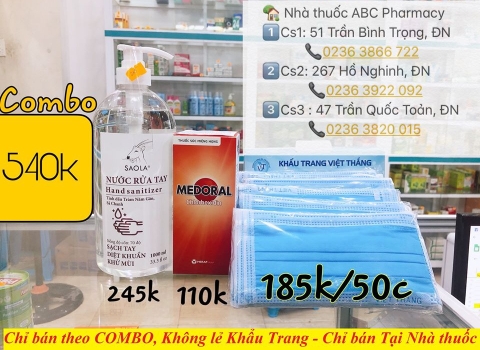 Combo: Khẩu trang y tế, nước rửa tay và nước súc miệng