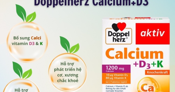 Viên Uống Bổ Sung Canxi Doppelherz Calcium 1200 + Vitamin D3, ABC Pharmacy