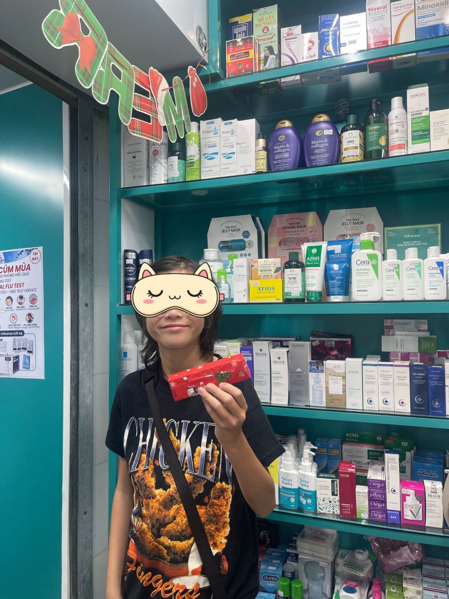 customer at Thanh An Pharmacy in Hue, an English-speaking pharmacy offering medicine delivery to hotels