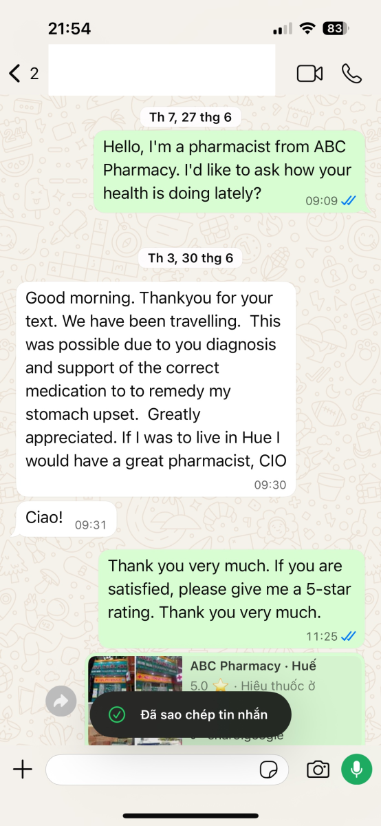 Pharmacist follow-up support for IBS Abdominal Pain in Hue, Vietnam