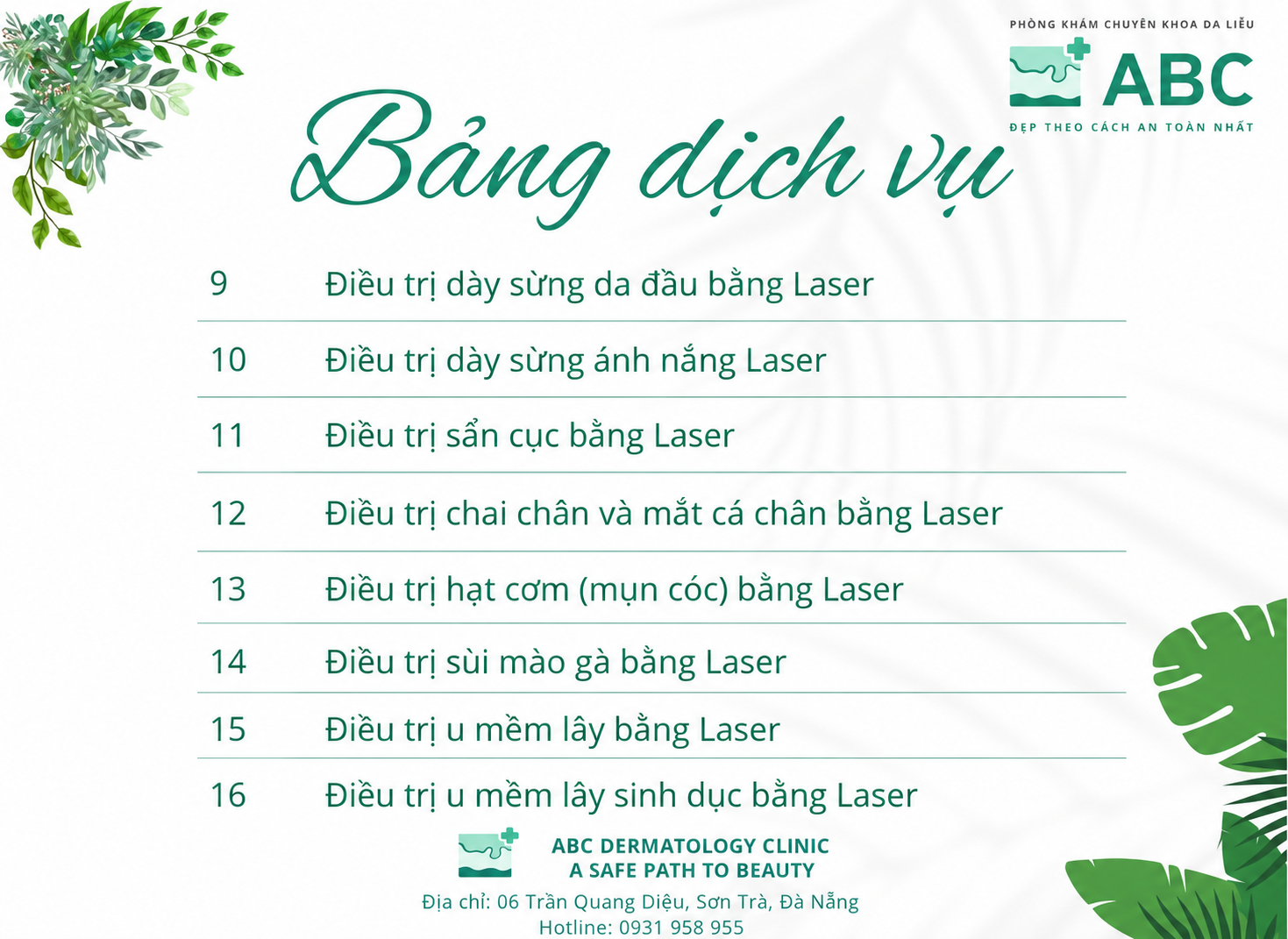 Không gian và dịch vụ tại Phòng khám Da liễu ABC