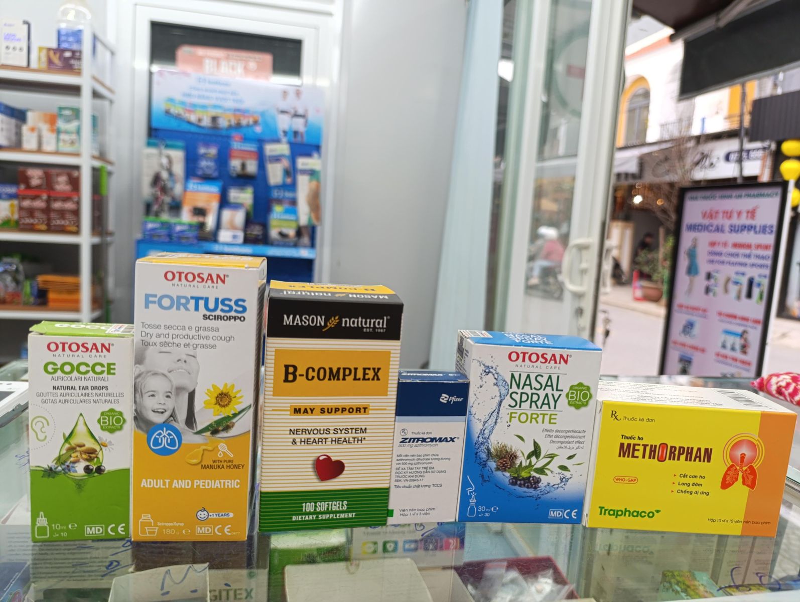 Familiar cough medications available at ABC Pharmacy