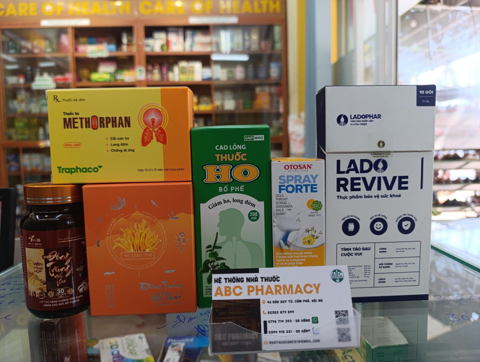 Some medicines for dry cough and throat itch in ABC Pharmacy