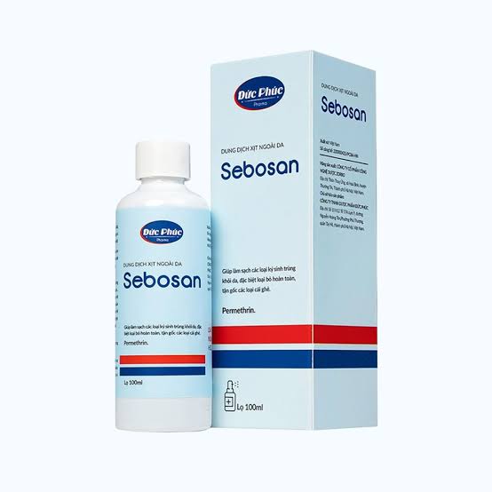 Sebosan permethrin spray solution displayed at ABC Pharmacy Hoi An