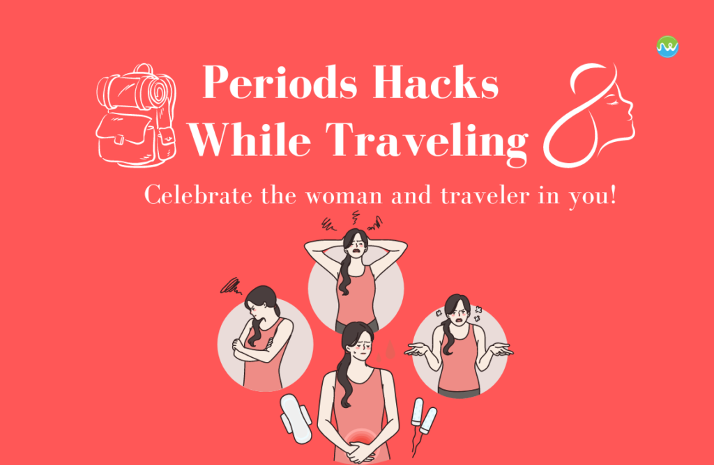 Reusable heat pack placed on the abdomen for menstrual comfort while traveling