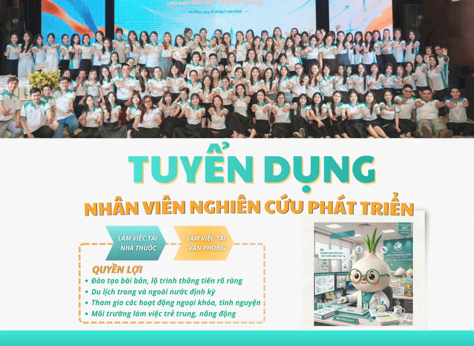 Tuyển dụng Nhân viên Nghiên cứu Phát triển R&D ngành Dược ABC Pharmacy